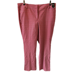New York Company Crosby Pant Size 18 Slim Leg Stretch Pink Geometric NEW